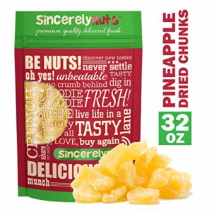 Sincerely Nuts - Dried Pineapple Chunks | Two Lb. Bag | Dehydrated Fruit Snack | Kosher, Vegan, Gluten Free
