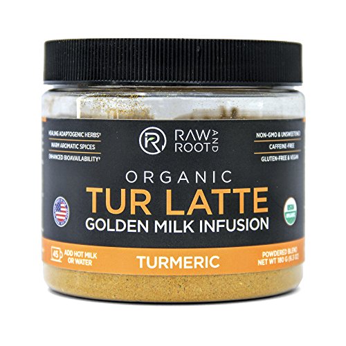 TUR LATTE - USDA Certified Organic Turmeric Latte Mix - 45 servings (6.3 oz) - by RAW AND ROOT - Makes Turmeric Golden Milk - Anti-Inflammatory, USDA Organic, Non GMO, Vegan, Gluten-free, Unsweetened