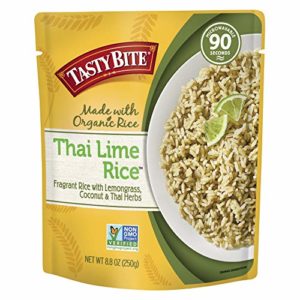 Tasty Bite Thai Lime Rice 8.80-Ounce (Pack of 6), Fragrant Thai-style Rice, Fully Cooked, Ready to Serve, Microwaveable, Vegan Gluten-Free No Preservatives