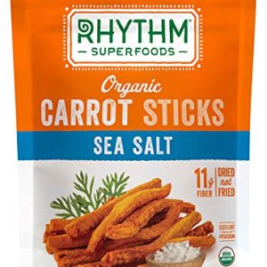 Rhythm Superfoods Carrot Sticks, Sea Salt, Organic and Non-GMO, 1.4 Oz (Pack of 4), Vegan/Gluten-Free Superfood Snacks