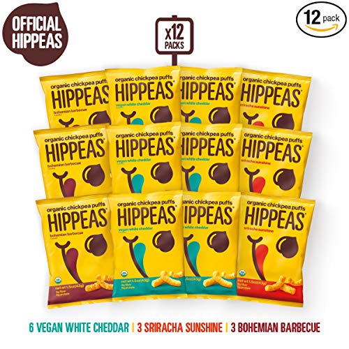 HIPPEAS Organic Chickpea Puffs + Variety Pack | 1.5 ounce, 12 count | Vegan, Gluten-Free, Crunchy, Protein Snacks
