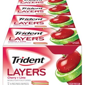 Trident Layers Gum, Sweet Cherry and Island Lime, 14-Count (Pack of 12)