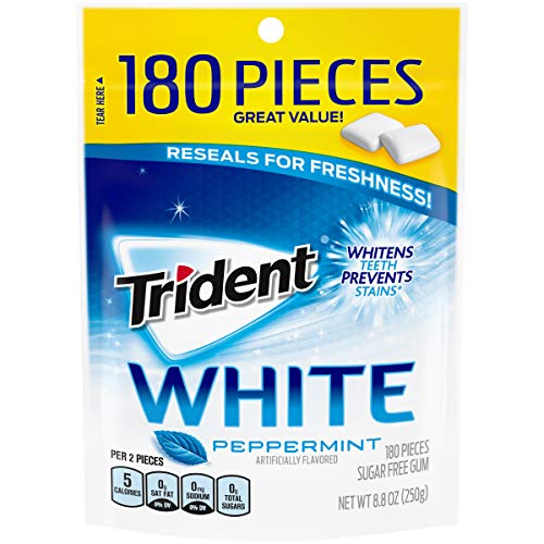 Trident White Sugar Free Gum, Peppermint, 180 Count (packaging may vary)