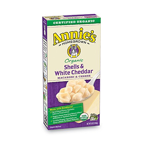 Annie's Organic Macaroni and Cheese, Shells & White Cheddar Mac and Cheese, 6 oz Box (Pack of 12)