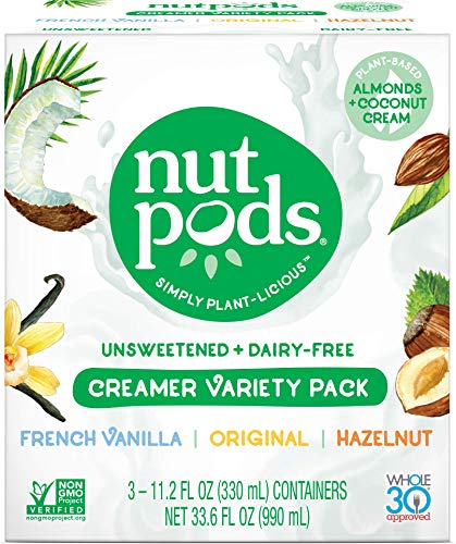 nutpods Unsweetened Dairy-Free Liquid Coffee Creamer Variety Pack (3-pack)