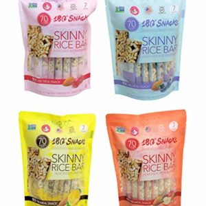 180 Snacks Pre-Meal Snack Skinny Rice Bar with Himalayan Salt Variety Bundle Pack (4) 3.22 oz each