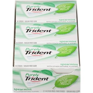 Purely Trident Spearmint Sugar Free Gum - with Xylitol - 12 Packs (168 Pieces Total)