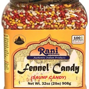 Rani Sugar Coated Fennel Candy 2lbs (32oz) 908g Bulk, PET Jar ~ Indian After Meal Digestive Treat | Vegan