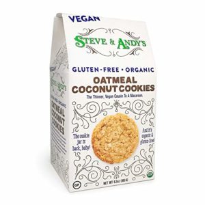 Organic Vegan Oatmeal Coconut Cookies, Gluten Free by Steve and Andy's -- Soft, and Chewy Cookie, Non GMO, No Corn Syrup, No Tree Nuts, Kosher (Vegan Oatmeal Coconut, Pack of 1)