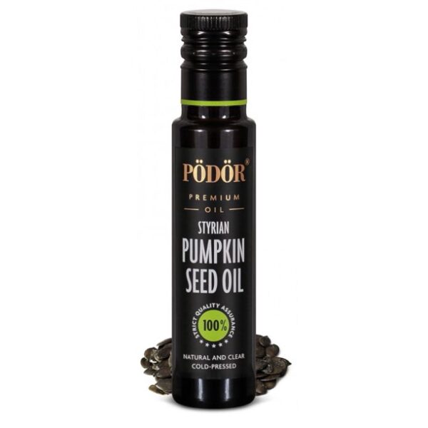 PÖDÖR Premium Styrian Pumpkin Seed Oil - 8.4 fl. Oz. - Cold-Pressed, 100% Natural, Unrefined and Unfiltered, Vegan, Gluten-Free, Non-GMO in Glass Bottle