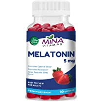 Mina Vitamins Healthy Sleep (Melatonin) Halal Gummy Vitamin– Natural Strawberry Flavor - Vegetarian, Non-GMO, Gluten Free (90 Count)