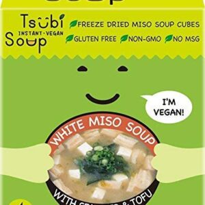 Vegan Instant Miso Soup, LOW CARB NON-GMO GLUTEN FREE, 6 oz Servings, (White Miso Soup with Aosa Seaweed & Tofu, Pack of 4)