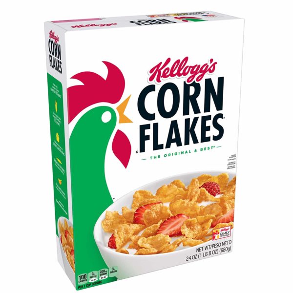 Kellogg’s Corn Flakes, Breakfast Cereal, Original, Fat-Free, 24 oz Box