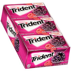 Trident Black Raspberry Twist Sugar Free Gum - with Xylitol - 12 Packs (168 Pieces Total)