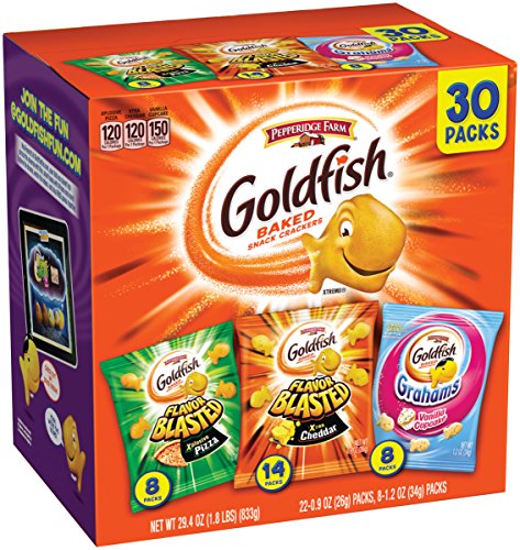 Pepperidge Farm, Goldfish, Crackers, Bold Mix, 29.4 oz., Variety Pack Box, Snack Packs, 30-count