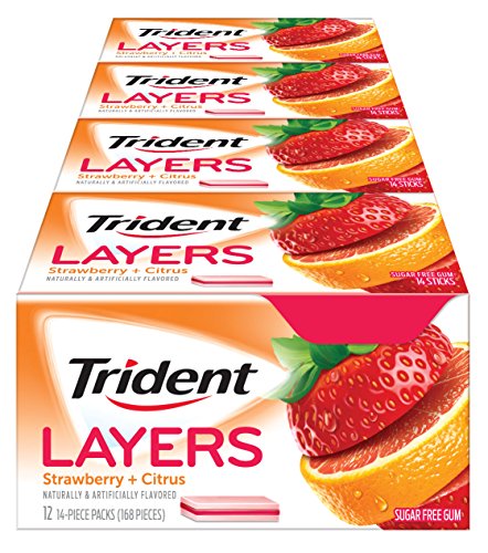 Trident Layers Strawberry + Citrus Sugar Free Gum - 12 Packs (168 Pieces Total)