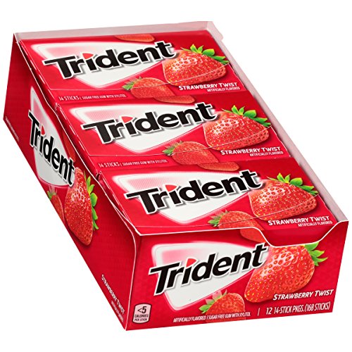 Trident Strawberry Twist Sugar Free Gum - with Xylitol - 12 Packs (168 Pieces Total)