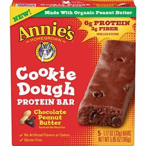 Annie's Homegrown Cookie Dough Protein Bar Chocolate Peanut Butter, 5.85 oz, (5 Count, 1 Box)