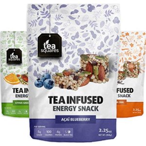 Caffeinated Energy Bites (Variety Pack) - Infused with Tea - Gluten Free - Vegan - Energy Snack - Protein Snack - Protein Bar - Tea Squares