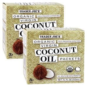 Trader Joe's Organic Coconut Oil Packets, 2-Pack (28 packets) Virgin Coconut Oil. Essential Fatty Acid Supplement