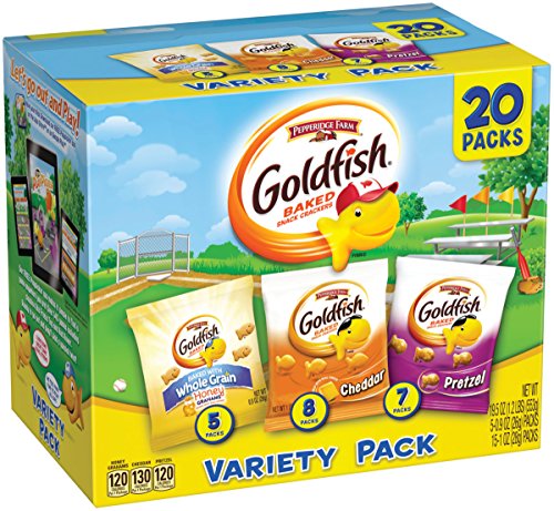 Pepperidge Farm, Goldfish, Crackers, Sweet & Savory, 19.5 oz, Variety Pack, Box, Snack Pack, 20Count