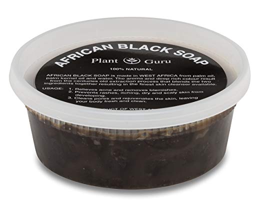 Raw African Black Soap Paste 8 oz. From Ghana - 100% Natural Acne Treatment, Aids Against Eczema & Psoriasis, Dry Skin, Scar Removal, Pimples and Blackhead, Face & Body Wash
