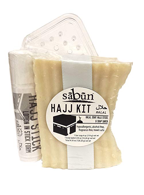 Soapy Soap Company Sabun Hajj Kit (Unscented Halal Soap, Unscented Hajj Stick, Soap Saver)