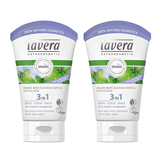lavera 3 in 1 Cleansing face Wash, Scrub & Mask (Pack of 2): Triple action to effectively reveal clearer skin daily & actively prevent and fight skin blemishes. Facial cleanser for all skin types