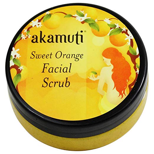 AKAMUTI - Sweet Orange Facial Scrub Moisturizing Scrub for Dry Skin - Ideal Also for Dull complexions - Rejuvenating & Refreshing - Removes Dead Skin Cells - Vegan Organic