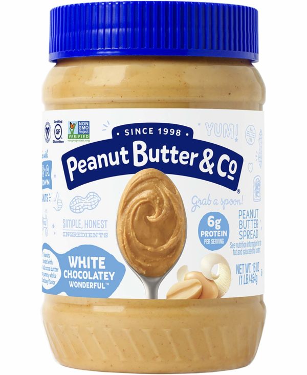 Peanut Butter & Co. White Chocolatey Wonderful Peanut Butter, Non-GMO Project Verified, Gluten Free, Vegan, 16 Ounce Jar
