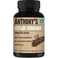 Anthony's Ceylon Cinnamon Supplement, 120 Capsules, 1800mg Per Serving, Vegan Friendly, Made in USA