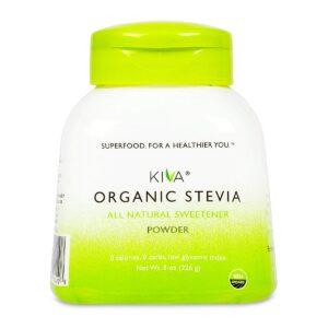 Kiva Organic Stevia Powder (Natural Sweetener - 398 SERVINGS) - Non-GMO, Vegan, Zero-Calories- (Sugar Free, NO AFTERTASTE and GROWN IN USA), 8-Ounce