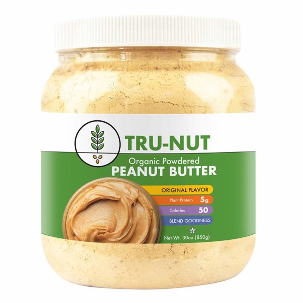 Tru-Nut Organic Powdered Peanut Butter (71 Servings, 30 oz Jar) - Good Source of Plant Protein - Gluten Free, Vegan, Non-GMO - Original Flavor