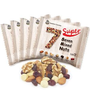 SUPER SEVEN HEALTHY MIX (5 NUTS+ 2 DRIED FRUITS) | UN-SALTED | KOSHER | GLUTEN-FREE | NON-GMO | PALEO | VEGAN FRIENDLY | VALUE MULTI-PACK / 32 COUNTS)