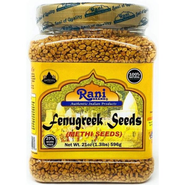 Rani Fenugreek (Methi) Seeds Whole 21oz (1.30lbs 596g - 1lb & 5oz) PET Jar, Trigonella foenum graecum ~ All Natural | Vegan | Gluten Free | Non-GMO | Indian Origin, used in cooking & Ayurvedic spice