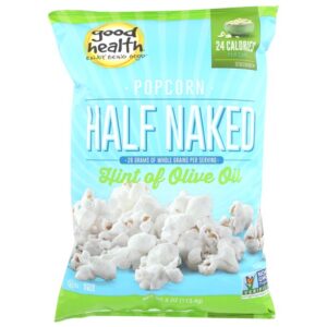 Good Health Half Naked Popcorn, Hint of Olive Oil, 4 oz. Bag, 9 Pack - Gluten Free, Air-Popped Popcorn, Great for Lunches or Snacking on the Go