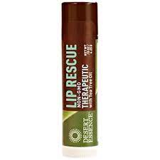 Desert Essence Lip Rescue Therapeutic with Tea Tree Oil - 0.15 Oz - Pack of 3 - Antiseptic Balm - for Cracked Lips, Cold Sores - for Softer, Smoother Lips - Unscented - Vitamin E - Aloe Vera