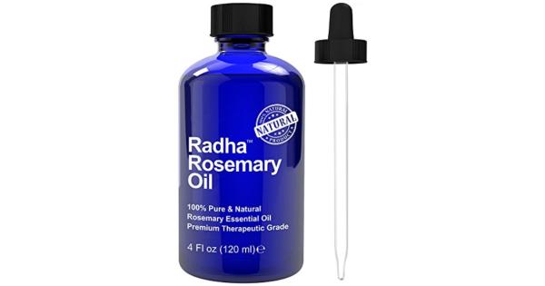 Radha Beauty Rosemary Essential Oil - 100% Pure Therapeutic Grade, Steam Distilled for Aromatherapy, Relaxation, Scalp Treatment, Healthy Hair Growth, Anti-aging, Dry Skin, Acne Skincare, 4 oz.