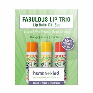 Human+Kind Lip Balm Trio - Orange, Vanilla, and Raspberry | Moisturize, Soften, and Smooth Dry, Chapped Lips | Vitamin E-rich Formula is Perfect for Sensitive Skin | Natural, Vegan Skin Care | 3-Pack