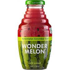 Wonder Melon Organic Watermelon Juice with Cucumber & Basil, 8.45oz (6 Pack) 100% Juice, Cold Pressed