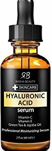Radha Beauty Hyaluronic Acid Serum for Face, 2 fl. oz - Infused with Vitamin C + E + Green Tea & Jojoba Oil for Anti-Aging, Wrinkles, and Fine Lines - For Radiant and Healthy Skin