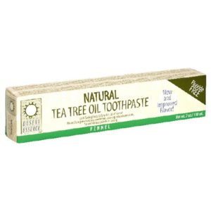 Desert Essence Natural Tea Tree Oil Toothpaste, Fluoride Free, Fennel, With Baking Soda, 6.25-Ounces (Pack of 3)