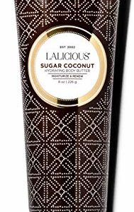 LALICIOUS Sugar Coconut Body Butter - Hydrating Body Moisturizer with Shea Butter, Cucumber Extract & Apricot Oil, No Parabens (8 Ounces)