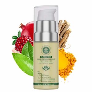 Eye and Face Serum with Kojic and Hyaluronic Acid by PHB Ethical Beauty. A 2-IN-1 Organic Serum for Face Brightening, Whitening & Firming. Reduces Dark Circles, Eye Puffiness and Wrinkles. 30 ml