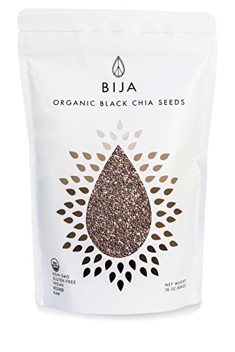 BIJA Organic Black Chia Seeds, USDA Certified, NON-GMO, Vegan, Raw, Gluten-Free, Kosher, 1lbs/16oz Pouch