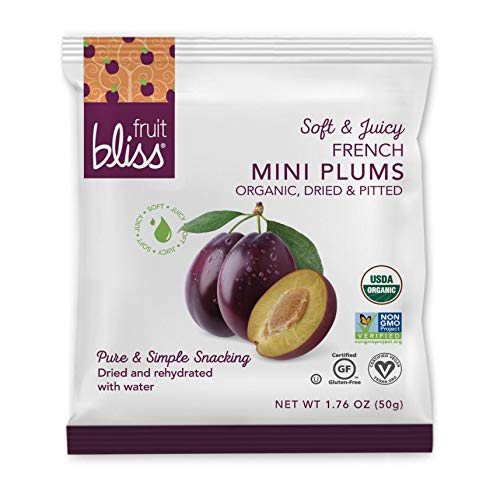 Organic French Plum Dried Fruit Snacks, Soft & Juicy Sun - Dried Plums - Mini Snack Pack, Pitted Plums Organic Fruit Snacks - Non-GMO, Gluten-Free, Vegan Plum Snacks (12 Mini Pack - 1.76 oz. each)