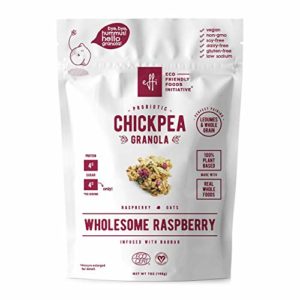 Chickpea Granola Wholesome Raspberry, Organic Plant Based Granola + Probiotics, Breakfast Snack, Nuts & Seeds, Baobab Superfood + Fiber, Vegan, Whole Grain Gluten Free Oats, 7 oz pouch