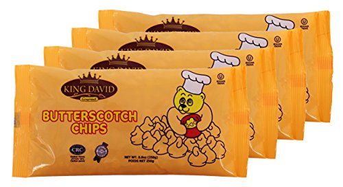 King David Vegan Butterscotch Chips Non-dairy Lactose Free Kosher 250-gram Bags (Pack of 4)