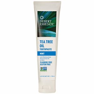Desert Essence Tea Tree Oil Toothpaste - Mint - 6.25 Oz - Pack of 3 - Refreshing Taste - Deep Cleans Teeth & Gums - Helps Fight Plaque - Sea Salt - Pure Essential Oil - Baking Soda