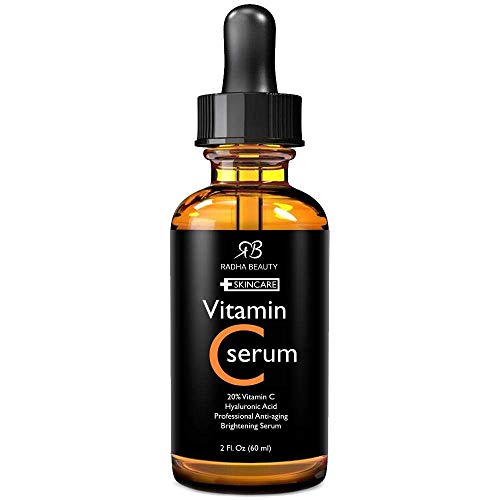 Radha Beauty Vitamin C Serum for Face, 2 fl. oz - 20% Organic Vitamin C + E + Hyaluronic Acid for Anti-Aging, Wrinkles, and Fine Lines - For Radiant and Healthy Skin